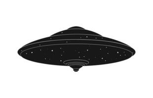 A Space UFO vector black silhouette isolated on a white background