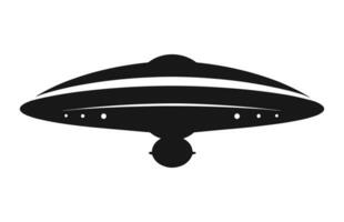 A Space UFO vector silhouette isolated on a white background