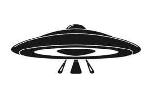 A Space UFO vector black silhouette isolated on a white background