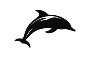 A Dolphin vector silhouette icon isolated on a white background