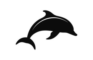 A Dolphin vector silhouette icon isolated on a white background