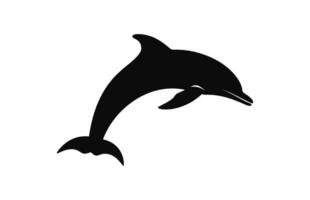 A Dolphin vector silhouette icon isolated on a white background