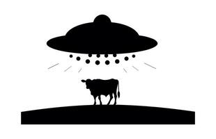 A Cow abduction black Silhouette vector isolated on a white background