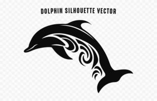 A Dolphin vector silhouette icon isolated on a white background