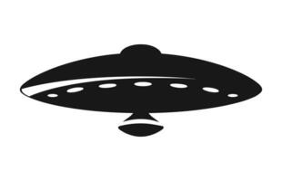 A Space UFO vector black silhouette isolated on a white background