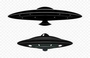 A Space UFO vector black silhouette isolated on a white background