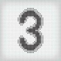 Dotted number 3. The number pixel is flat and solid. Integrative and integrative pixel movement. Modern icon ports. vector