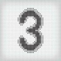 Dotted number 3. The number pixel is flat and solid. Integrative and integrative pixel movement. Modern icon ports. vector