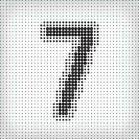 Dotted number 7. The number pixel is flat and solid. Integrative and integrative pixel movement. Modern icon ports. vector