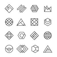 Set Abstract geometric vector logos. Thin line. Best for identity and logotypes. Simple shape.