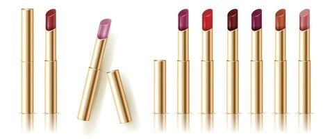 Realistic vector multicolor lipstick set