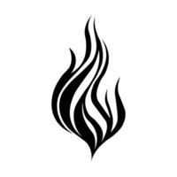 Flame black vector icon isolated on white background