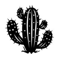 Cactus black vector icon isolated on white background