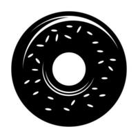 Donut black vector icon isolated on white background