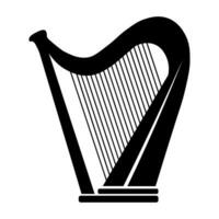 Harp black vector icon isolated on white background