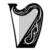 Harp black vector icon isolated on white background