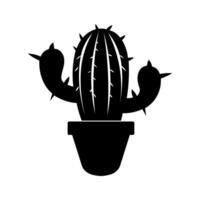 Cactus black vector icon isolated on white background