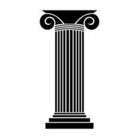 Greek pillar black vector icon isolated on white background