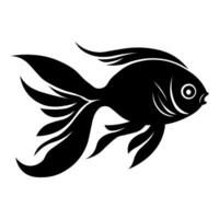 Goldfish black vector icon isolated on white background