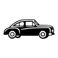 Retro car black vector icon isolated on white background