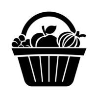 Fruit basket black vector icon isolated on white background