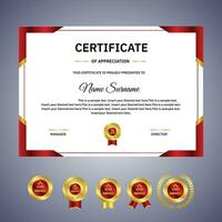 Red and Golden  badge ribbon Certificate vector