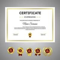 Golden border with red Badge Certificate vector