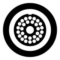 Grate for meat grinder plate mincer device for growing shallow of meat lattice sieve icon in circle round black color vector illustration image solid outline style