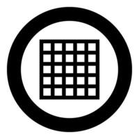Grating grate lattice trellis net mesh BBQ grill grilling surface square shape icon in circle round black color vector illustration image solid outline style