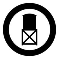 Water tower elevated industrial construction tank icon in circle round black color vector illustration image solid outline style