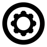 Gear cogwheel icon in circle round black color vector illustration image solid outline style
