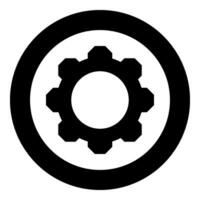 Gear cogwheel icon in circle round black color vector illustration image solid outline style