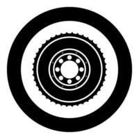 Car clutch flywheel cohesion transmission auto part plate kit repair service icon in circle round black color vector illustration image solid outline style
