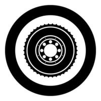 Car clutch flywheel cohesion transmission auto part plate kit repair service icon in circle round black color vector illustration image solid outline style