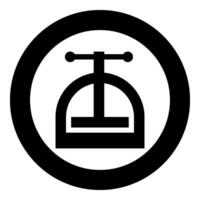 Manual press icon in circle round black color vector illustration image solid outline style