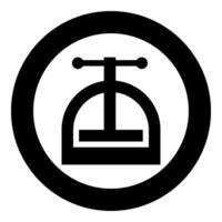 Manual press icon in circle round black color vector illustration image solid outline style