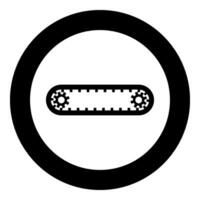 Strap for engine toothed belt for gears cambelt timing gas distribution mechanism icon in circle round black color vector illustration image solid outline style