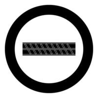 Reinforcement bar rebar ribbed metal rod icon in circle round black color vector illustration image solid outline style
