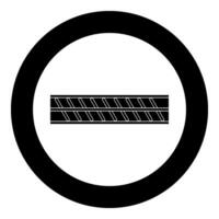 Reinforcement bar rebar ribbed metal rod icon in circle round black color vector illustration image solid outline style