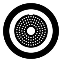 Grate for meat grinder plate mincer device for growing shallow of meat lattice sieve icon in circle round black color vector illustration image solid outline style