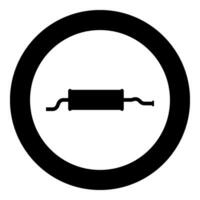 Exhaust pipe car muffler silencer icon in circle round black color vector illustration image solid outline style