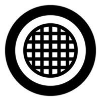 Grating grate lattice trellis net mesh BBQ grill grilling surface round shape icon in circle round black color vector illustration image solid outline style