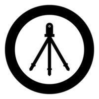 Laser level tool measure building on tripod engineering equipment device for builder construction tool icon in circle round black color vector illustration image solid outline style