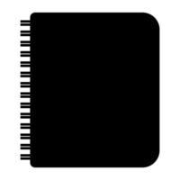 Notebook black vector icon isolated on white background