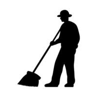 Janitor black vector silhouette isolated on white background