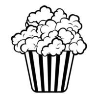 Popcorn black vector icon isolated on white background