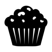 Muffin black vector icon isolated on white background