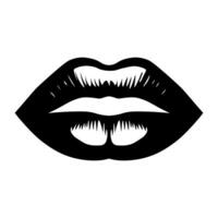 Lips black vector icon isolated on white background