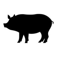 Pig black vector icon isolated on white background