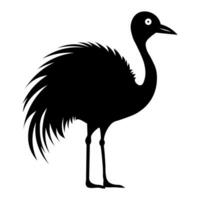 Ostrich black vector icon isolated on white background